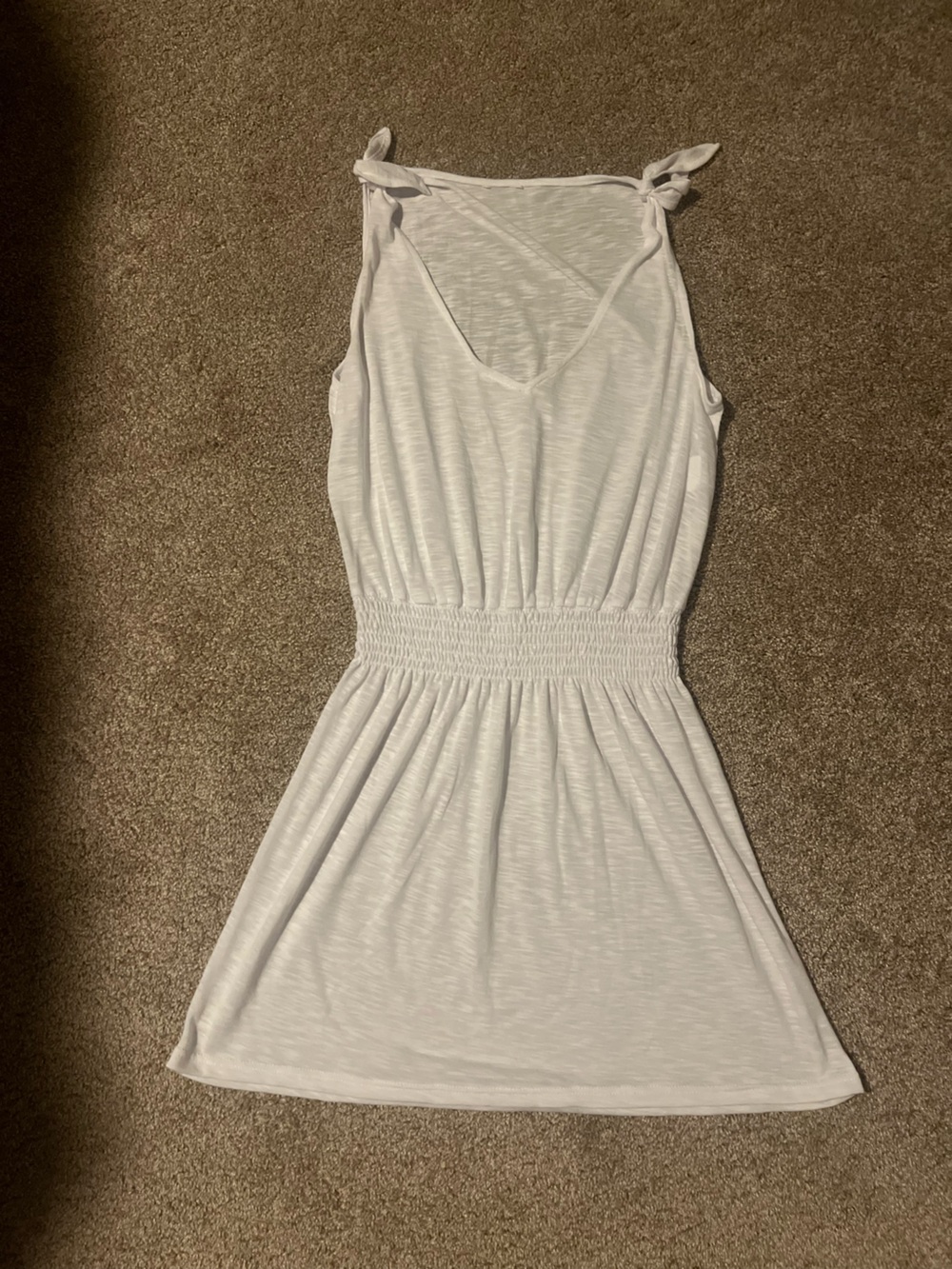Becca Women’s White Tie-Shoulder Smocked Waist Swim Coverup